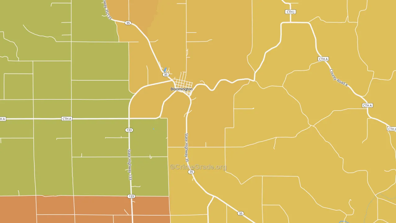 Bloomington, WI Map of Vandalism Rates