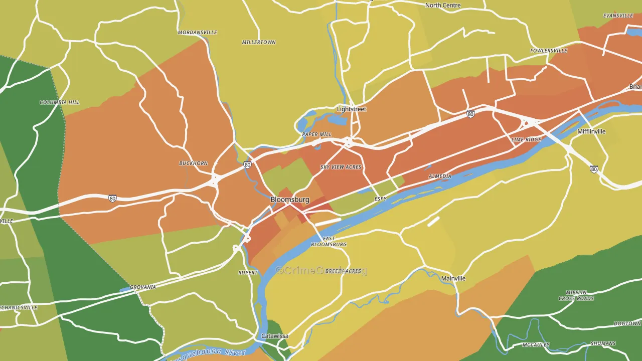 Bloomsburg, PA Map of Vandalism Rates