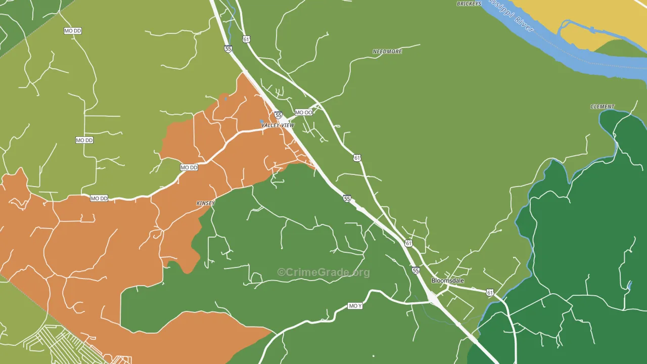 Bloomsdale, MO Map of Vandalism Rates