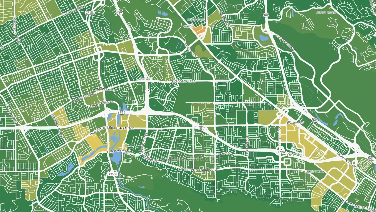 Blossom Valley, San Jose, CA Map of Vandalism Rates