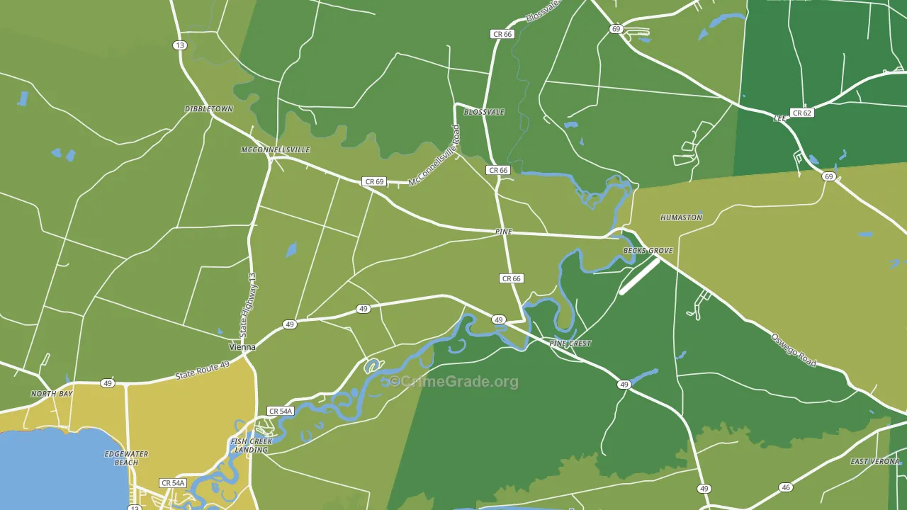 Blossvale, NY Map of Vandalism Rates