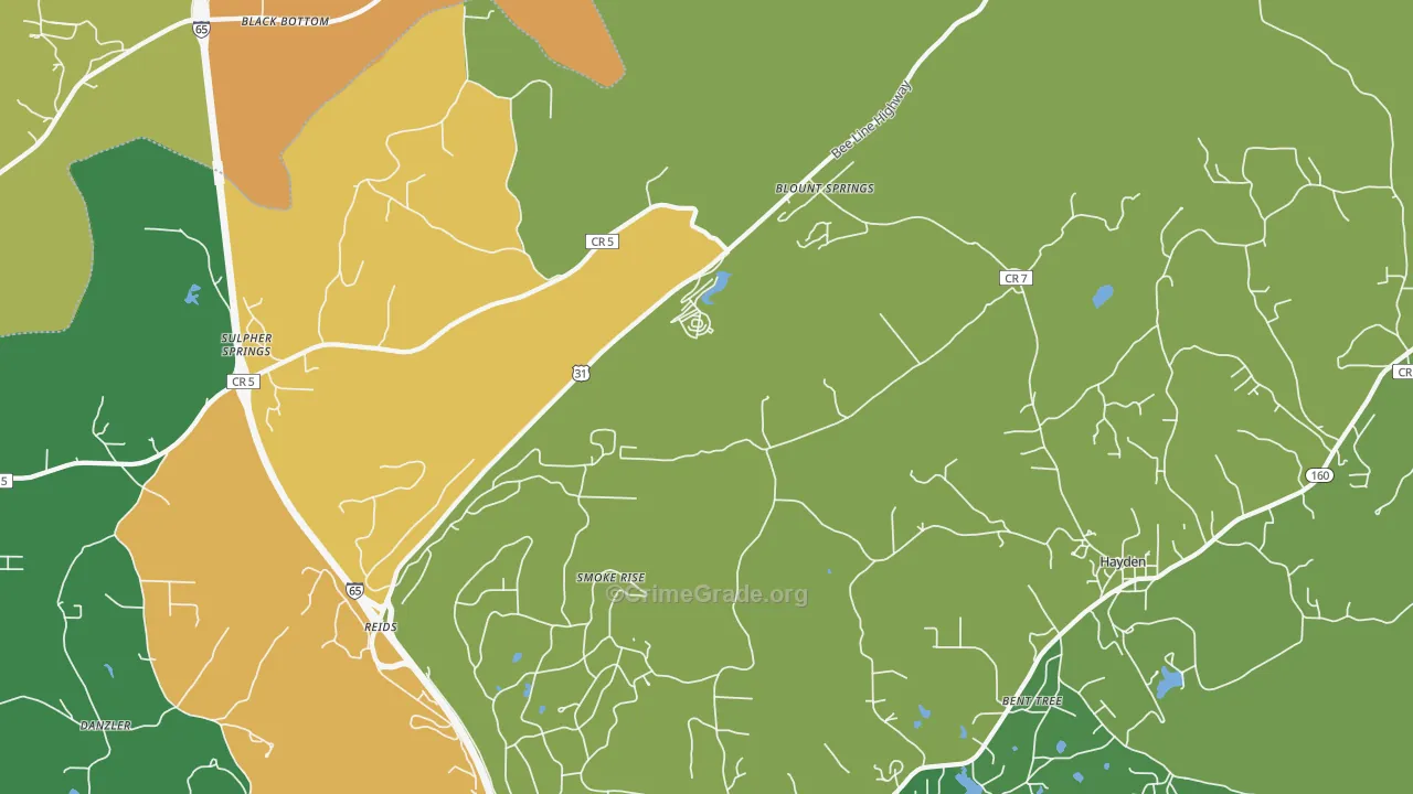 Blount Springs, AL Map of Vandalism Rates