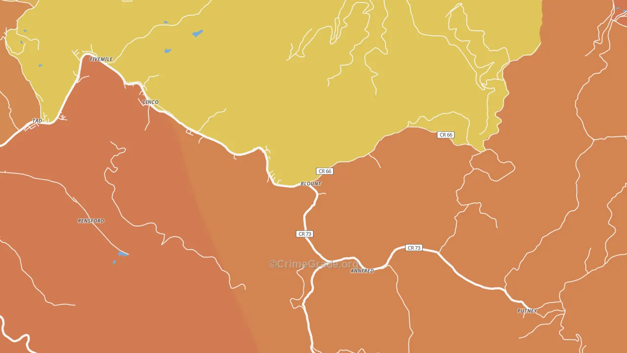 Blount, WV Map of Vandalism Rates