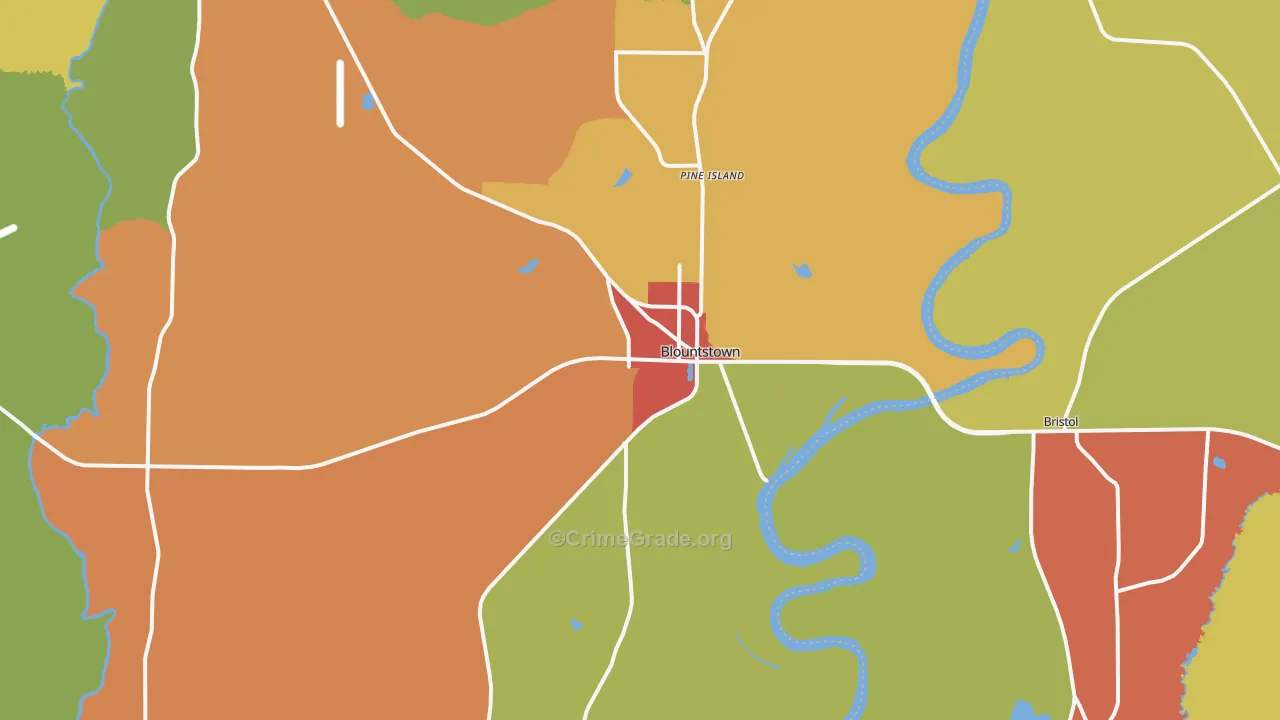 Blountstown, FL Map of Vandalism Rates