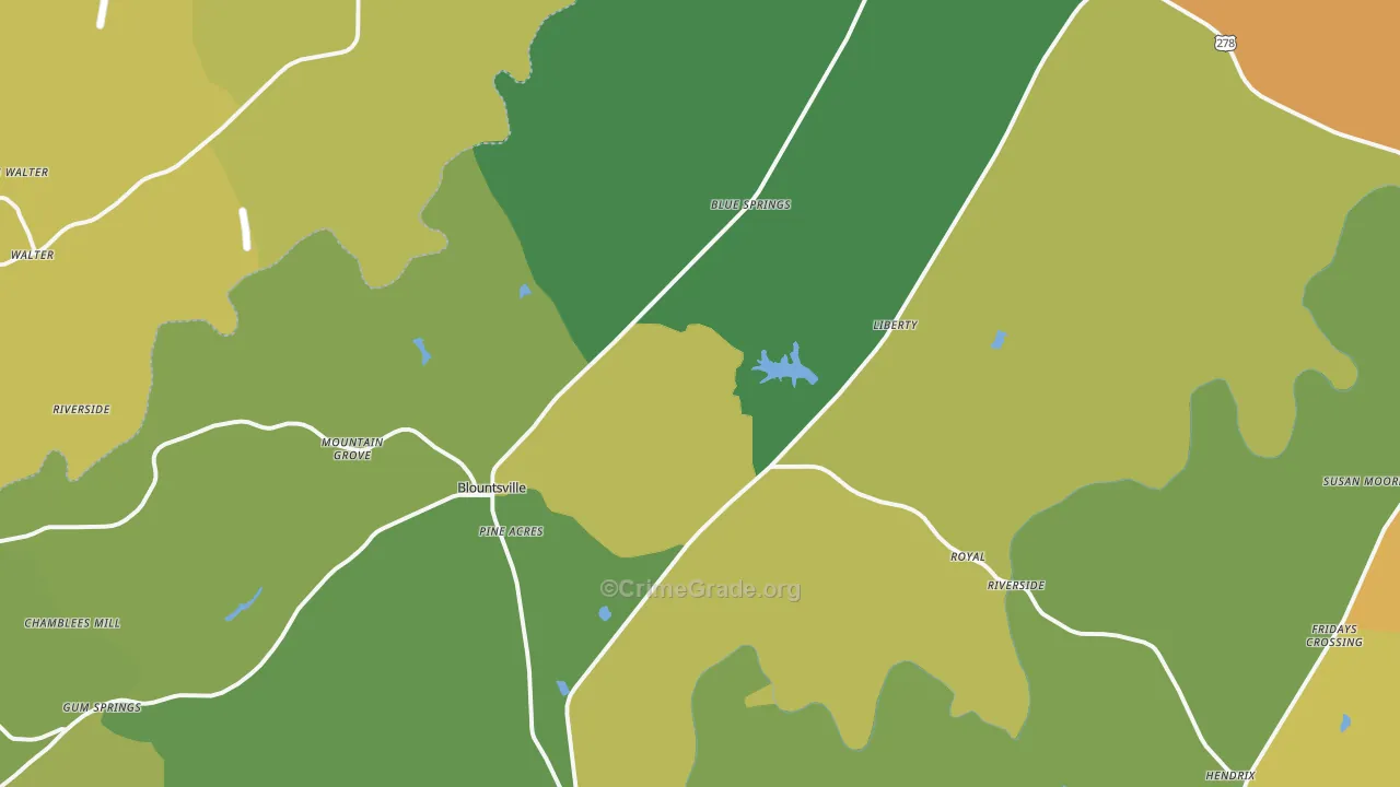 Blountsville, AL Map of Vandalism Rates