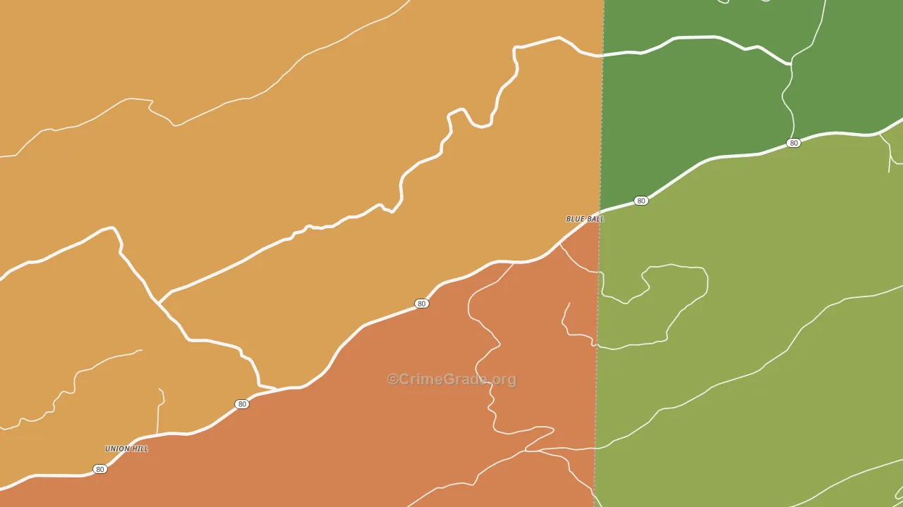 Blue Ball, AR Map of Vandalism Rates