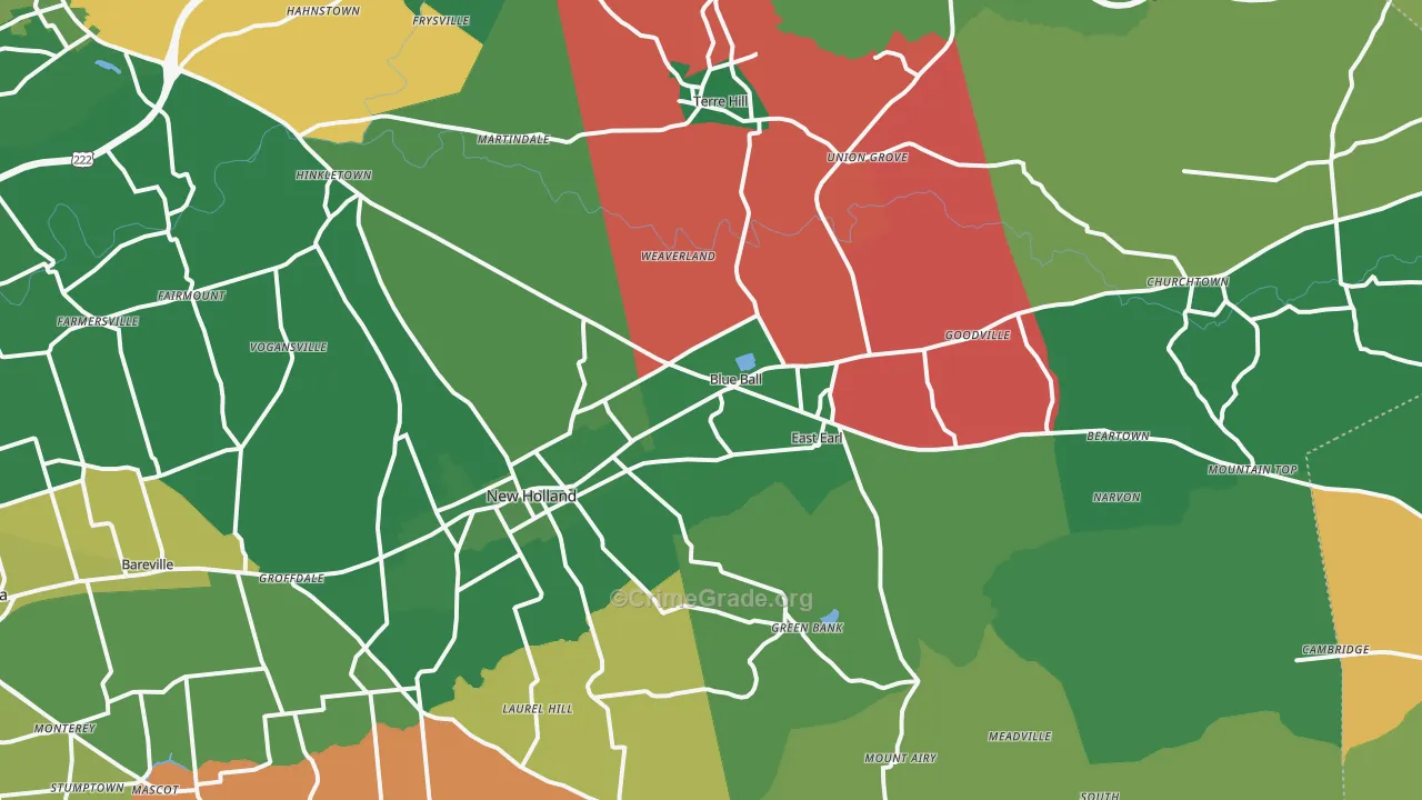Blue Ball, PA Map of Vandalism Rates