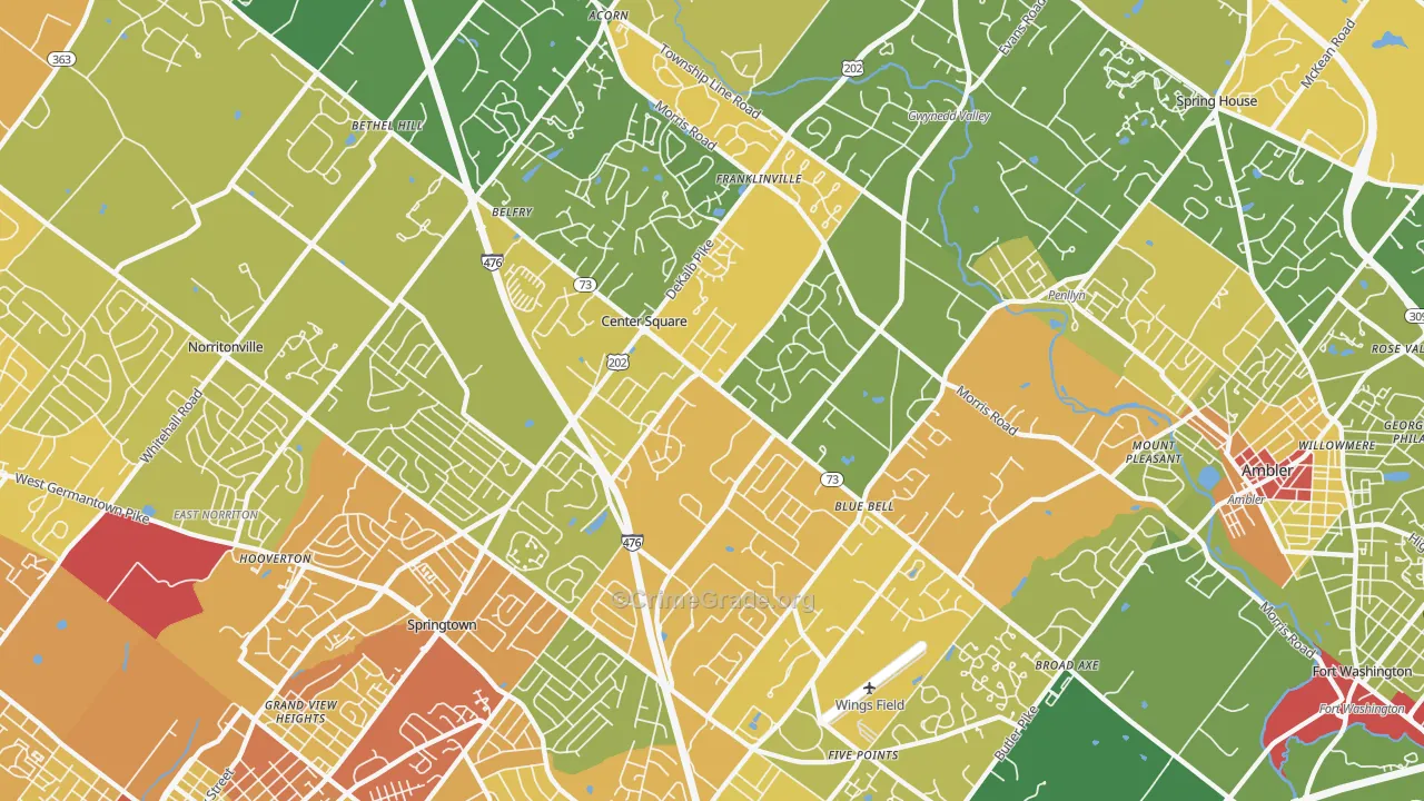 Blue Bell, PA Map of Vandalism Rates