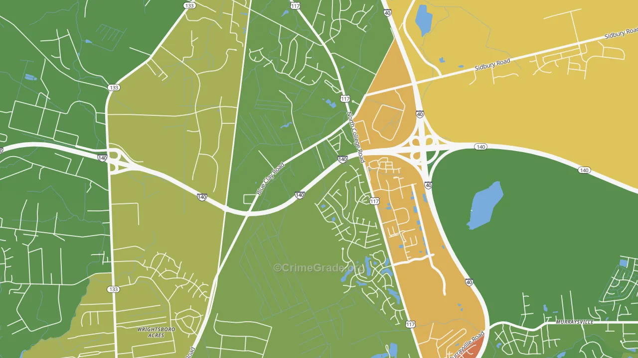 Blue Clay Farms, NC Map of Vandalism Rates