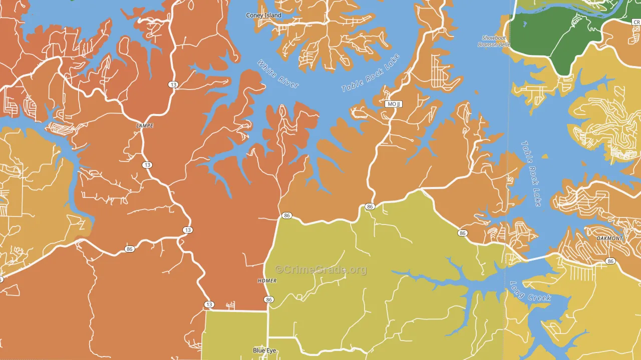 Blue Eye, MO Map of Vandalism Rates