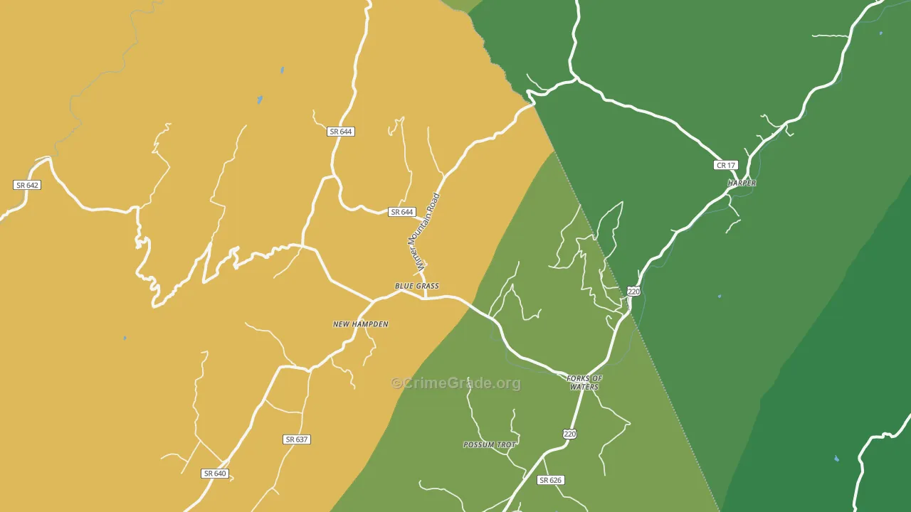Blue Grass, VA Map of Vandalism Rates