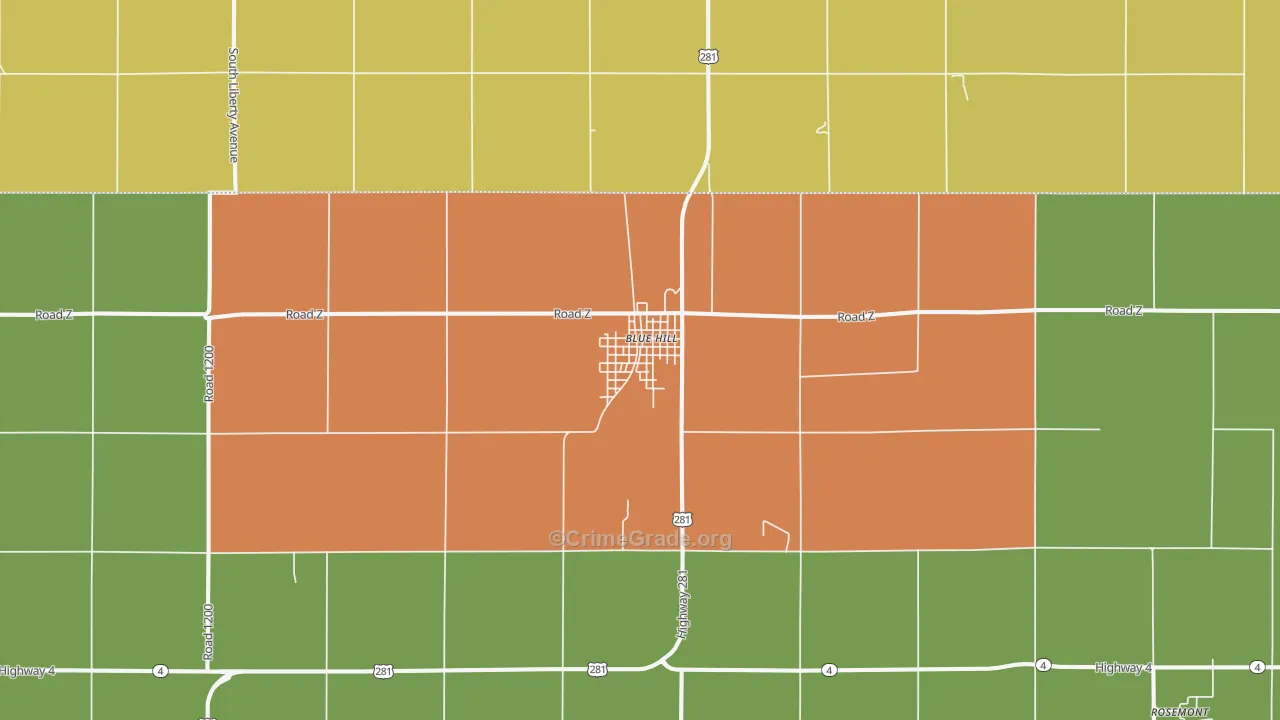 Blue Hill, NE Map of Vandalism Rates