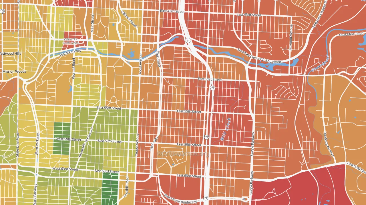 Blue Hills, Kansas City, MO Map of Vandalism Rates