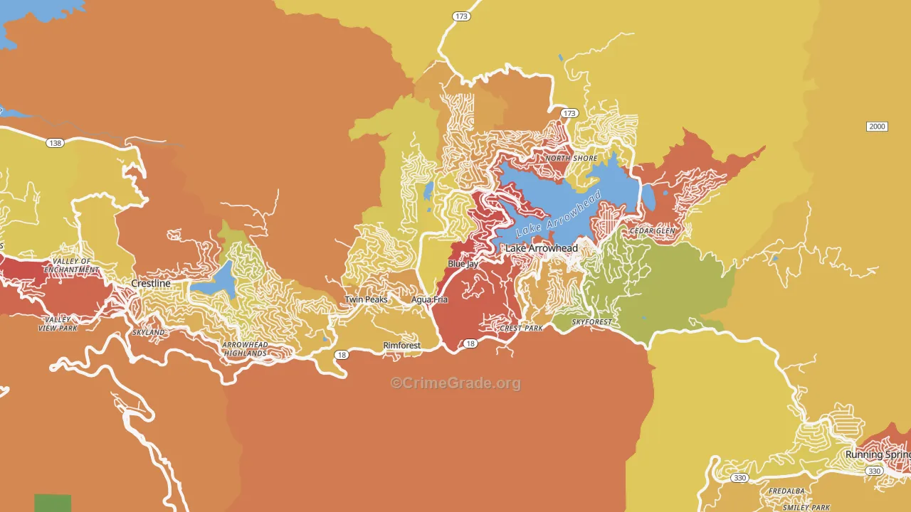 Blue Jay, CA Map of Vandalism Rates
