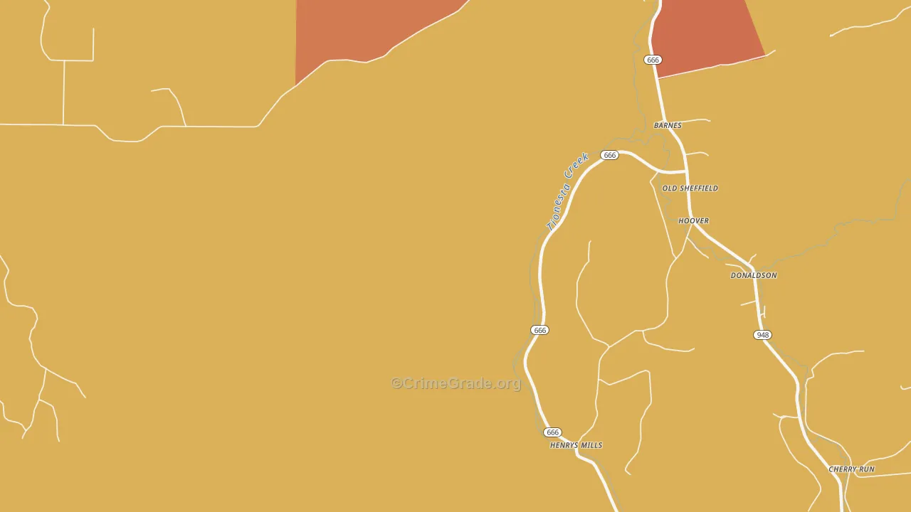 Blue Jay, PA Map of Vandalism Rates