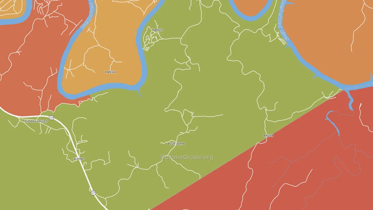 Blue John, KY Map of Vandalism Rates