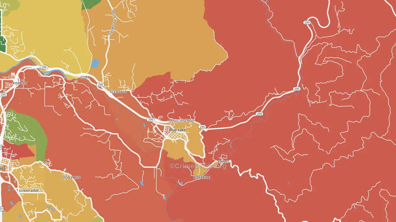 Blue Lake, CA Map of Vandalism Rates