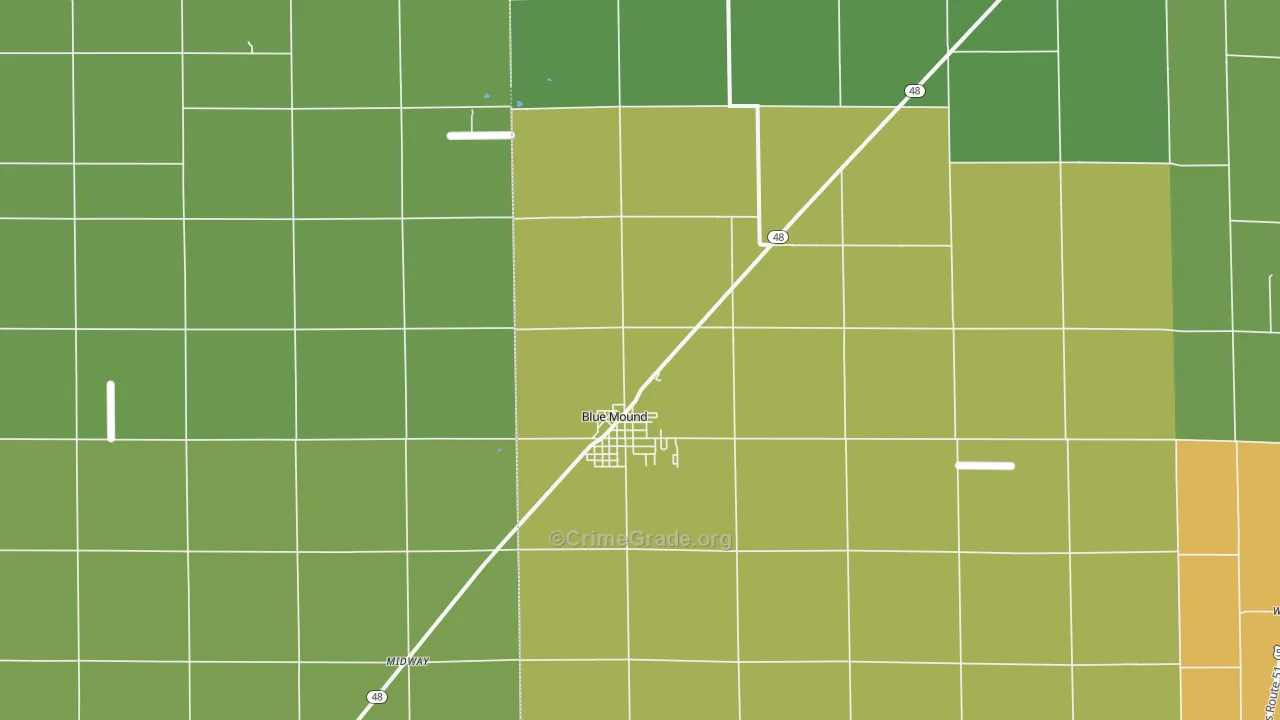 Blue Mound, IL Map of Vandalism Rates