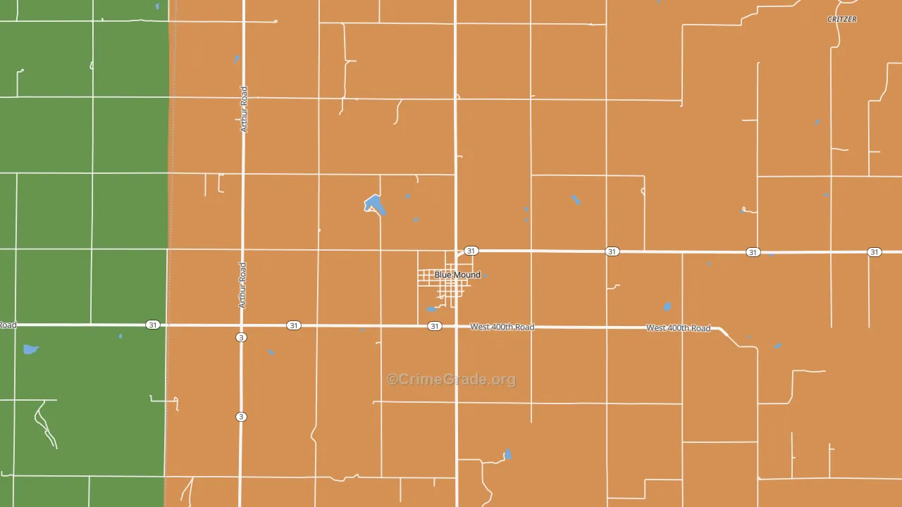 Blue Mound, KS Map of Vandalism Rates