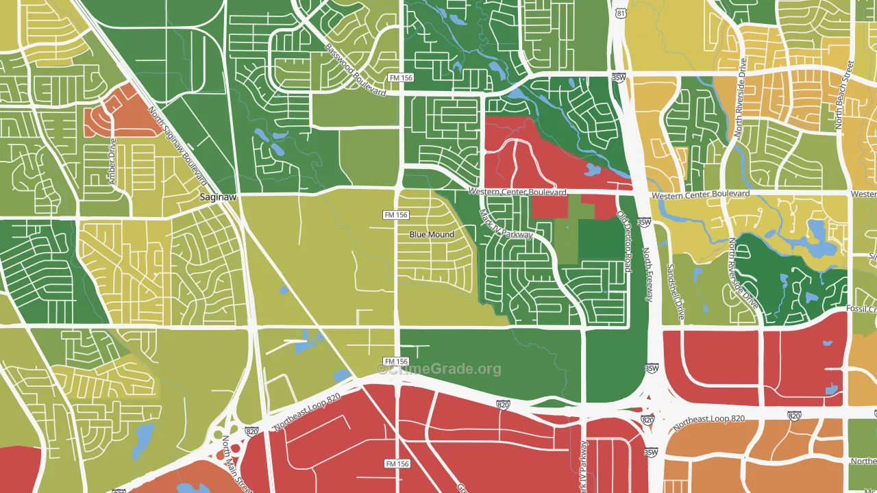 Blue Mound, TX Map of Vandalism Rates