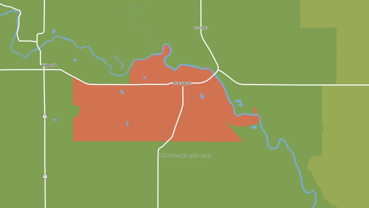 Blue Rapids, KS Map of Vandalism Rates