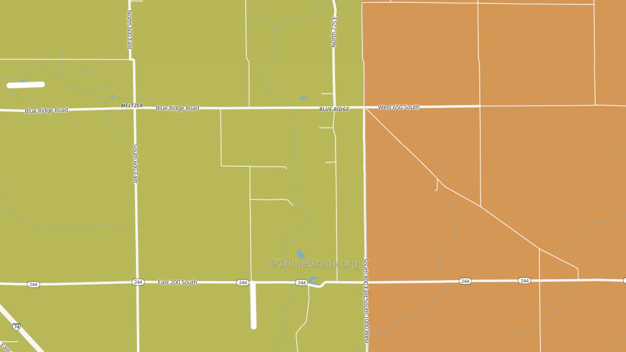 Blue Ridge, IN Map of Vandalism Rates