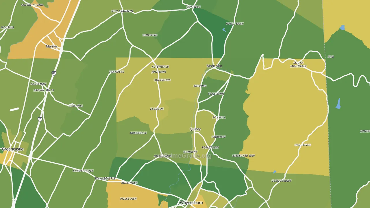 Blue Ridge Summit, PA Map of Vandalism Rates