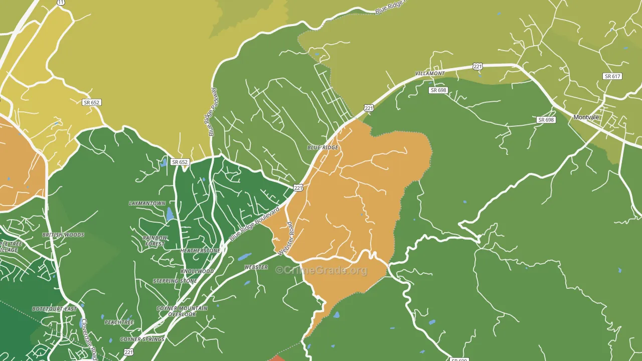 Blue Ridge, VA Map of Vandalism Rates