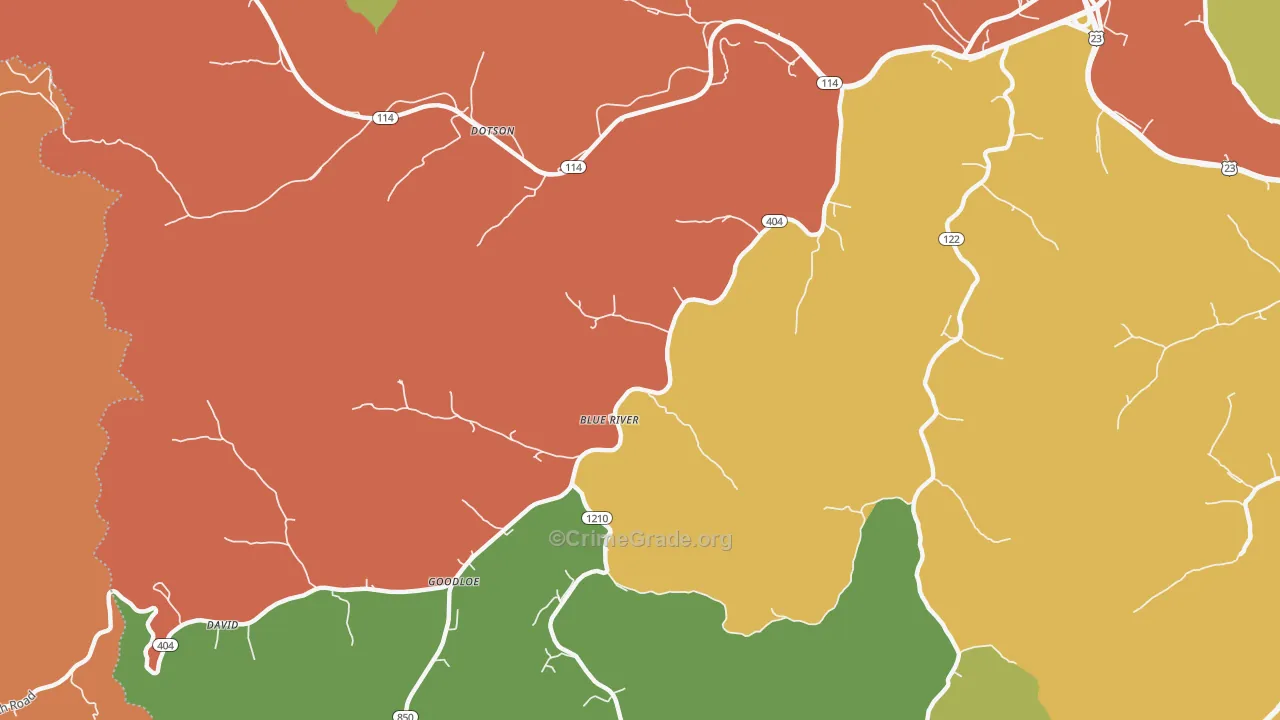 Blue River, KY Map of Vandalism Rates