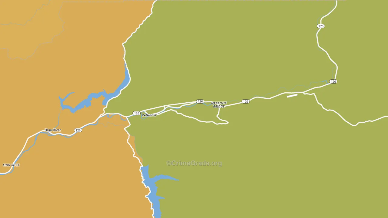 Blue River, OR Map of Vandalism Rates