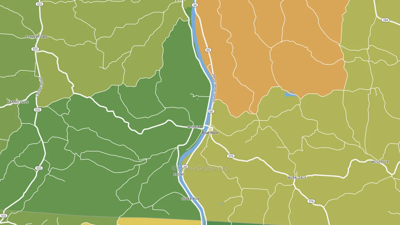 Blue Rock, OH Map of Vandalism Rates