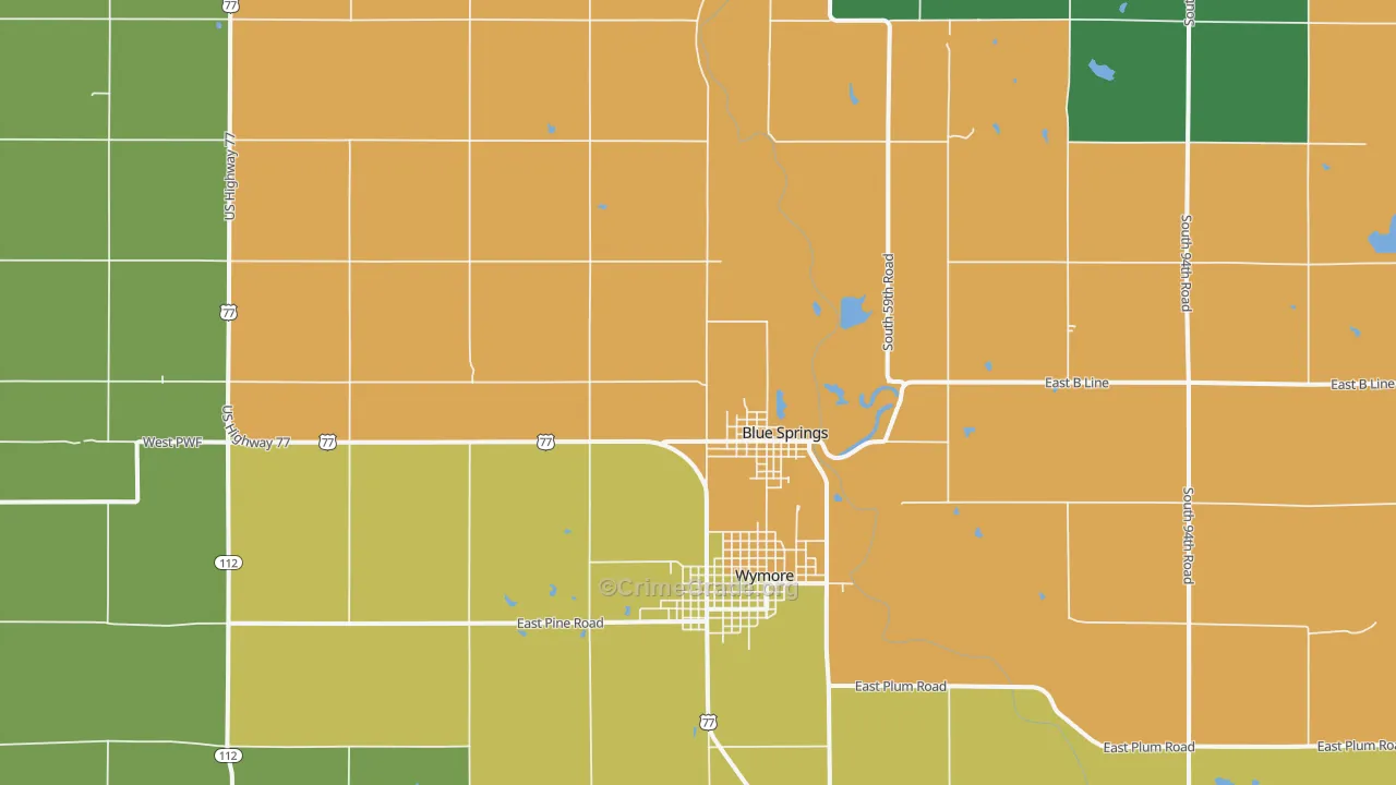 Blue Springs, NE Map of Vandalism Rates