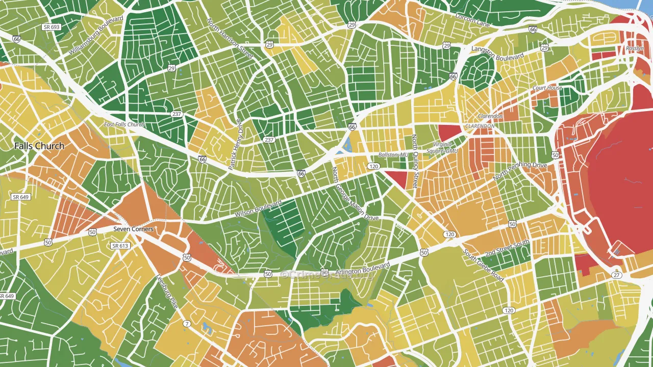 Bluemont, Arlington, VA Map of Vandalism Rates