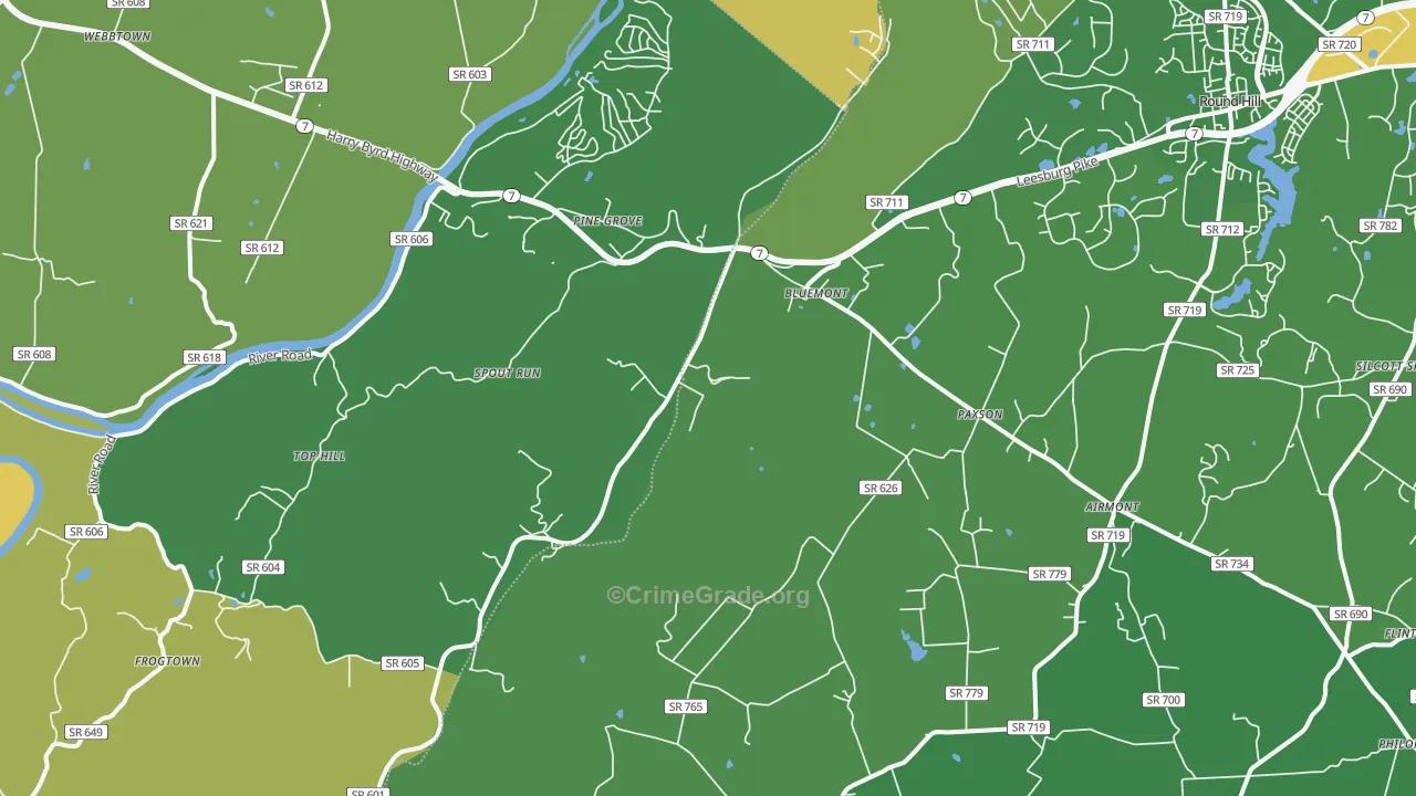Bluemont, VA Map of Vandalism Rates