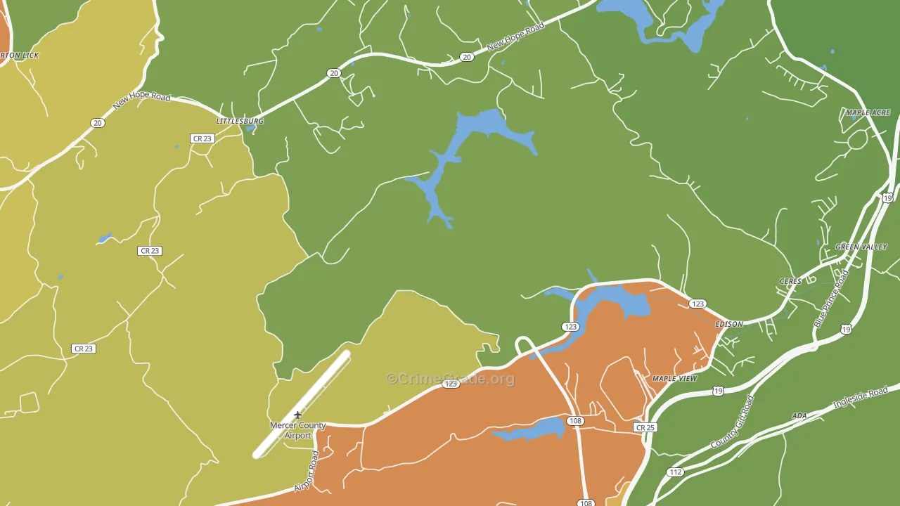 Bluestone, WV Map of Vandalism Rates