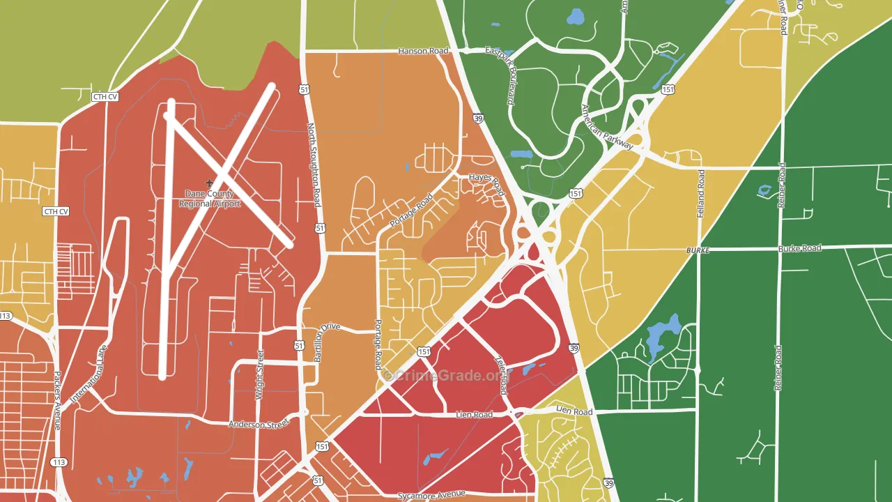 Bluff Acres, Madison, WI Map of Vandalism Rates