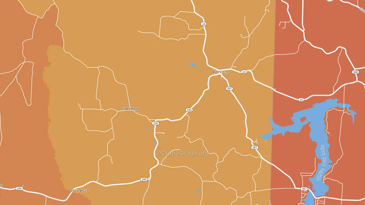 Bluff City, AR Map of Vandalism Rates