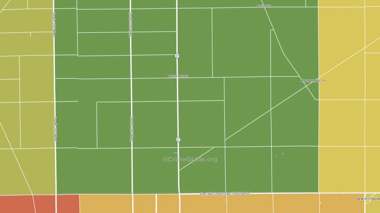 Bluff Point, IN Map of Vandalism Rates