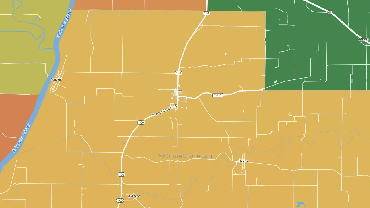 Bluffs, IL Map of Vandalism Rates