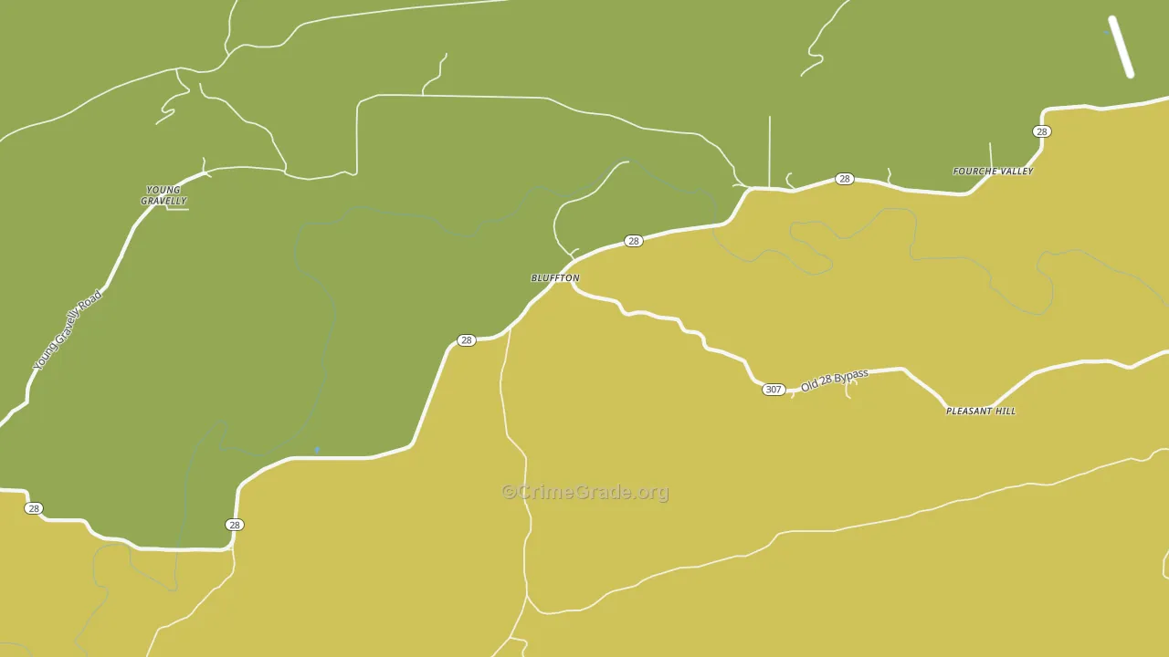 Bluffton, AR Map of Vandalism Rates