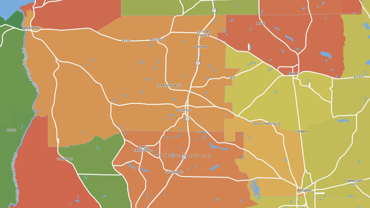 Bluffton, GA Map of Vandalism Rates