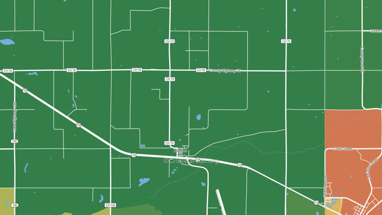 Bluffton, MN Map of Vandalism Rates
