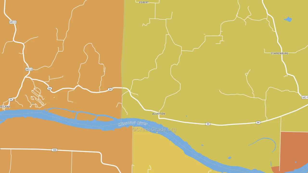 Bluffton, MO Map of Vandalism Rates