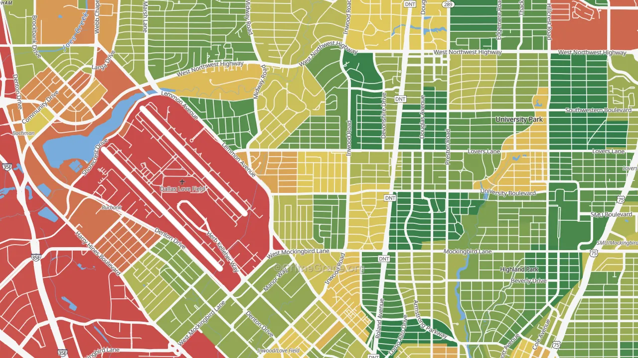 Bluffview, Dallas, TX Map of Vandalism Rates