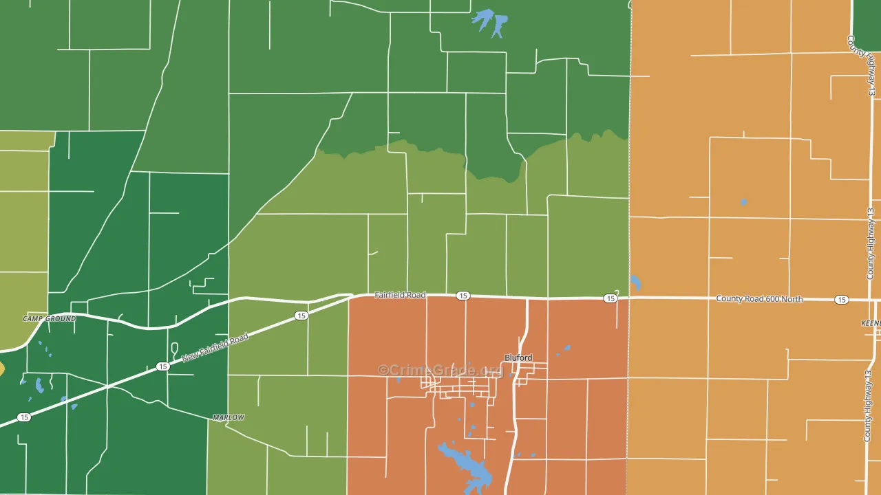 Bluford, IL Map of Vandalism Rates