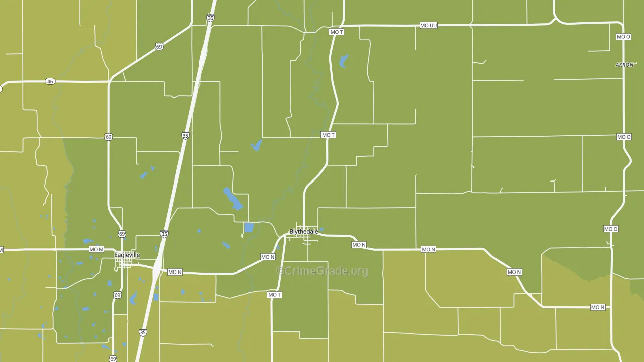 Blythedale, MO Map of Vandalism Rates