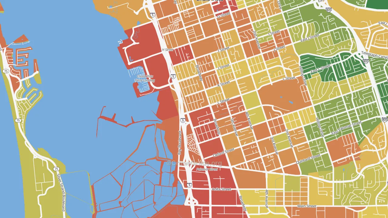 Boal, Chula Vista, CA Map of Vandalism Rates