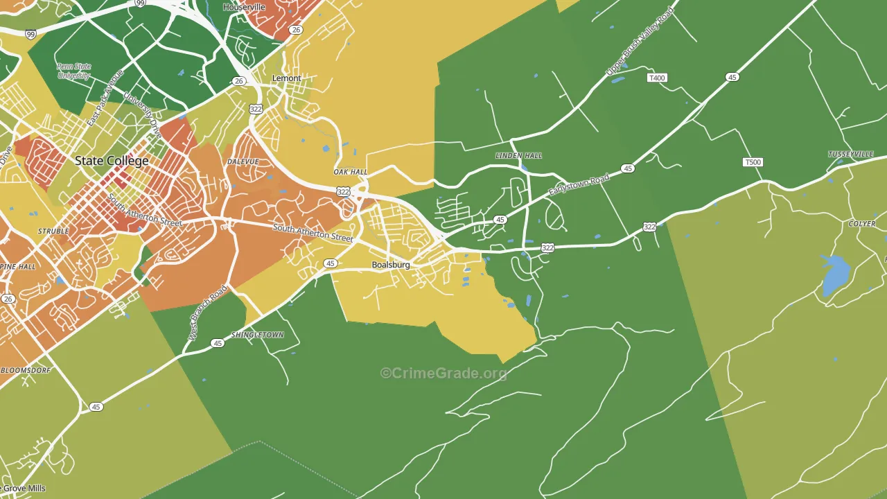 Boalsburg, PA Map of Vandalism Rates