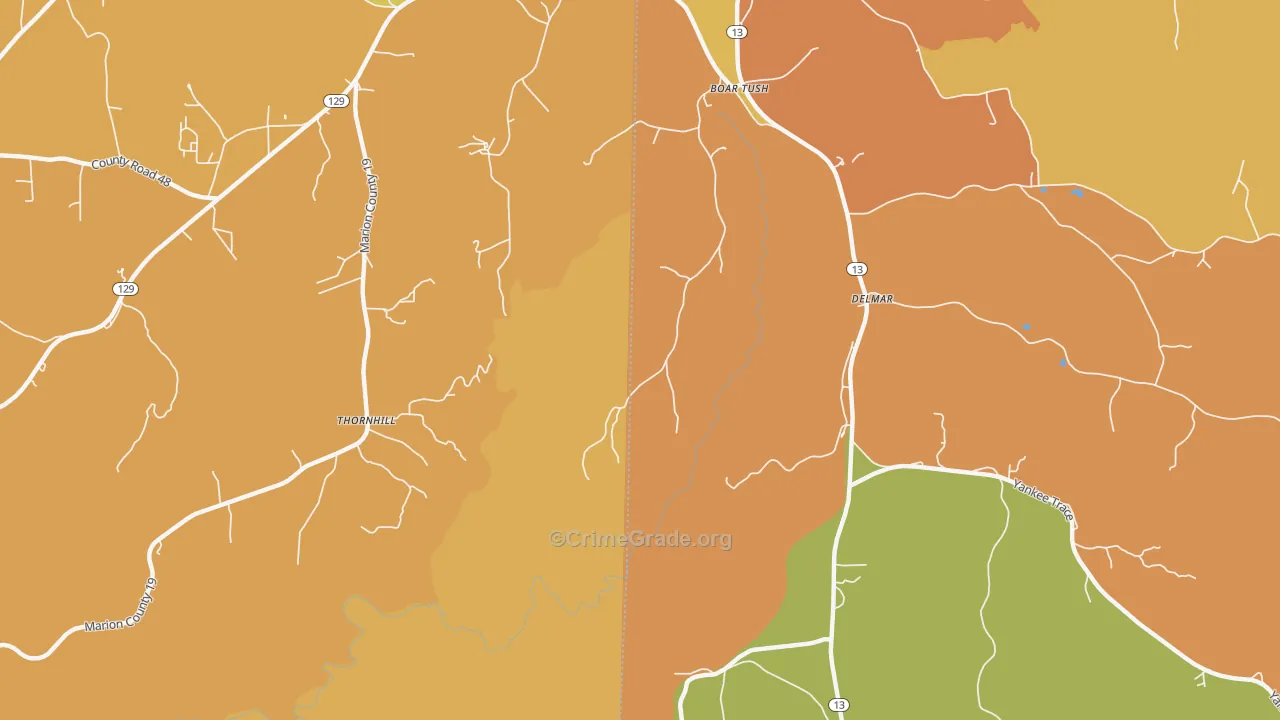 Boar Tush, AL Map of Vandalism Rates