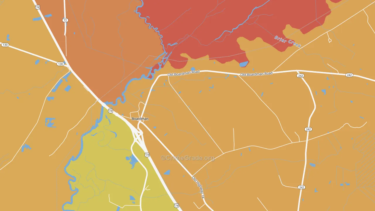 Boardman, NC Map of Vandalism Rates